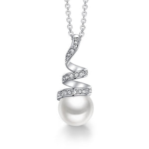 Fancy White Pearl Swirling Pendant Necklace Chain