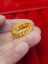 23K Gold Cuban Link Ring - Solid High-Purity British Jewelry