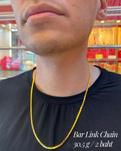 23K Gold Bar Link Chain - British Jewelry