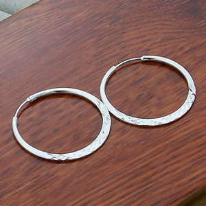 Fine Silver 5cm Round Circle Hoop Earrings