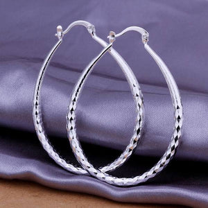 Fashionable Silver Hoop Ladies Earrings