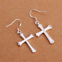 925 sterling silver For women lady elegant exquisite luxury hook  cross earrings fashion classic silver jewelry