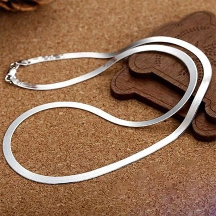 Plated Sterling Silver 4MM Chain Luxury Fine Necklace