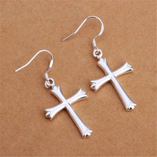 925 sterling silver For women lady elegant exquisite luxury hook  cross earrings fashion classic silver jewelry