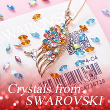 Rose Gold Phoenix Feather Necklace with Colorful Crystals from Swarovski