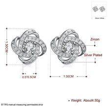 Silver exquisite zircon crystal charm noble stud earrings