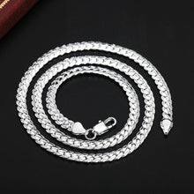 Silver Necklace & Bracelet Set European Style 6MM Flat Chain