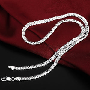 Silver Necklace & Bracelet Set European Style 6MM Flat Chain