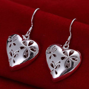 Silver Hollow Heart Earring Jewelry