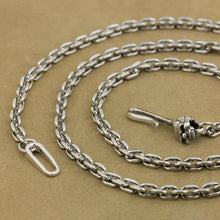 Square Link Chain Sterling Silver Skull Hook Clasp Necklace