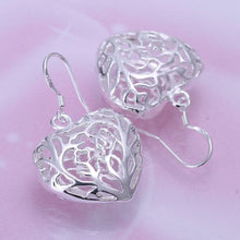 Classy Silver Plated Hollow Heart Dangle Earrings