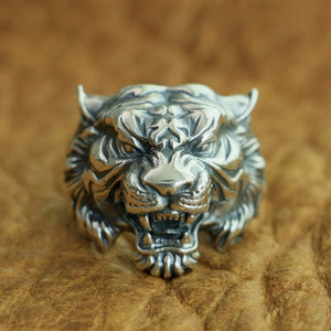 Sterling Silver High Detailed Tiger Ring  US Size 7~15