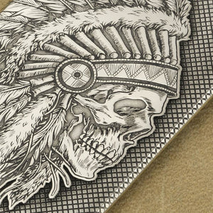 Pure Silver Indian Chief Skull Biker Alternative Pendant