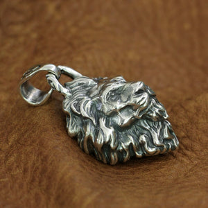 Chunky Sterling Silver King of Lions Pendant