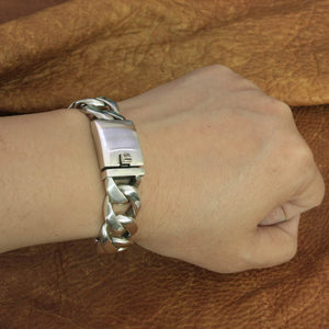 Sterling Silver Heavy Bracelet Unique Clasp