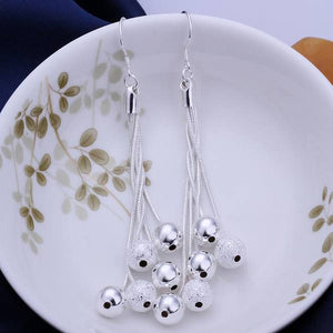 Trendy Silver Dangled Sphere Earrings