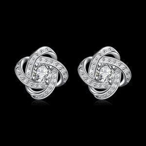Silver exquisite zircon crystal charm noble stud earrings