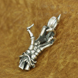 Sterling Silver Middle Finger Skeleton Pendant