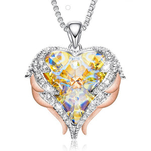 Angel Heart Gold Necklace Enhanced with Crystals from Swarovski