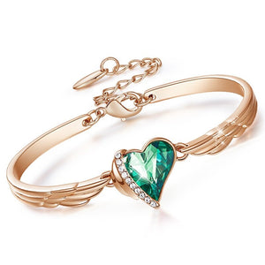 Glamorous Winged Heart Bracelet Adjustable Crystal from Swarovski