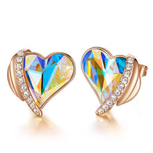 Valentines Heart Swarovski Crystal Stud Earrings Choose Colors