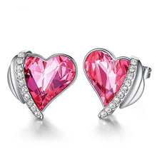 Valentines Heart Swarovski Crystal Stud Earrings Choose Colors