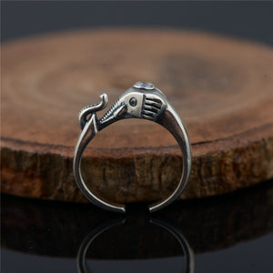 Sterling Silver Jewelry Elephant Ring With Black or White Crystal