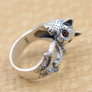 Original Silver Cat Ring Cute Animal Jewelry