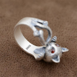 Original Silver Cat Ring Cute Animal Jewelry
