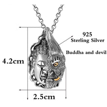 Buddha and Devil Sterling Silver Necklace Pendant