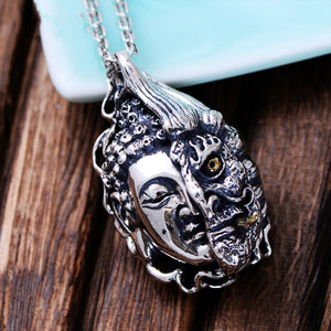Buddha and Devil Sterling Silver Necklace Pendant