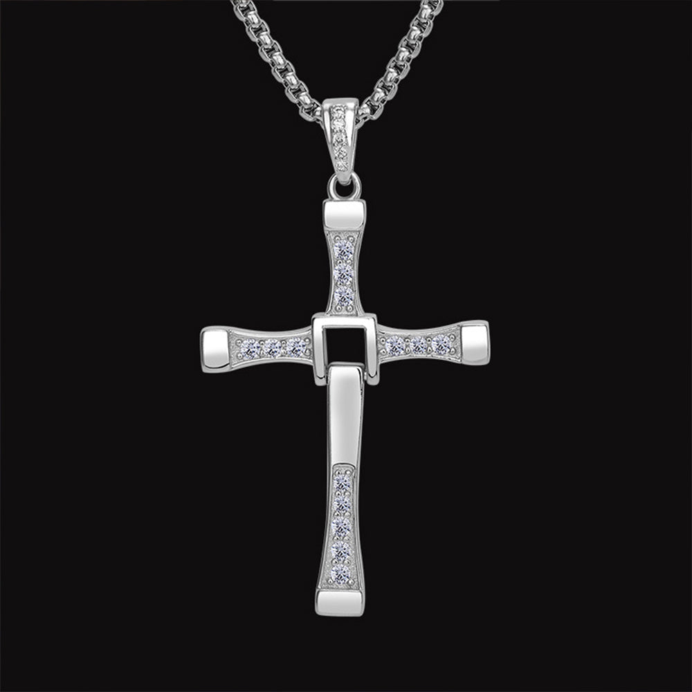 Dominic Toretto The Fast and The Furious Celebrity Vin Diesel Item Crystal  Jesus Men Cross Pendant Necklace Jewelry AliExpress