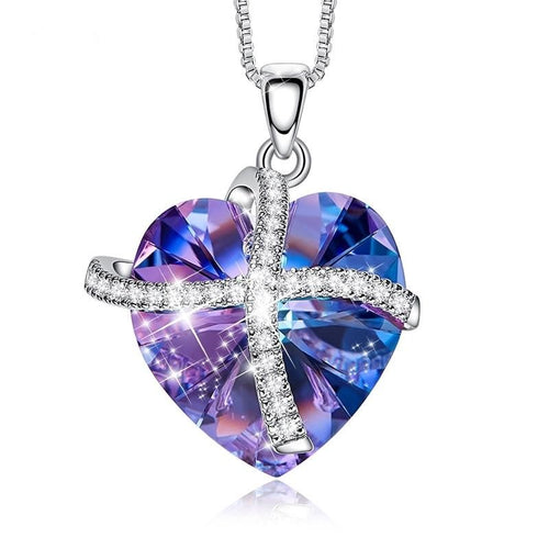 Purple Heart Crystal Swarovski Necklace Pendant